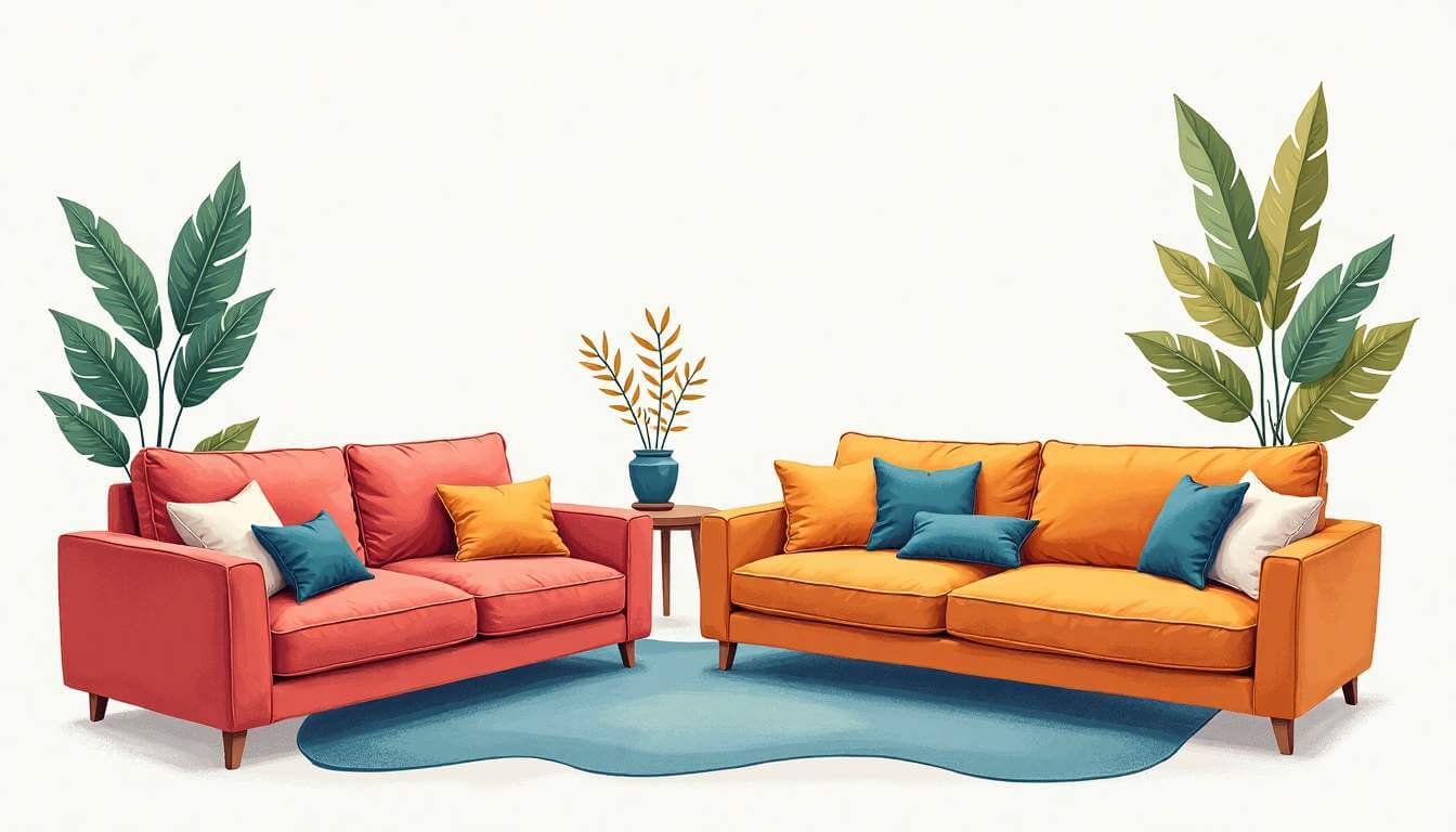 dibujo de sofás de colores